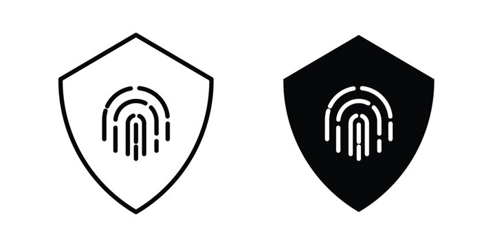 Biometric security icon stroke and solid black editable vectors