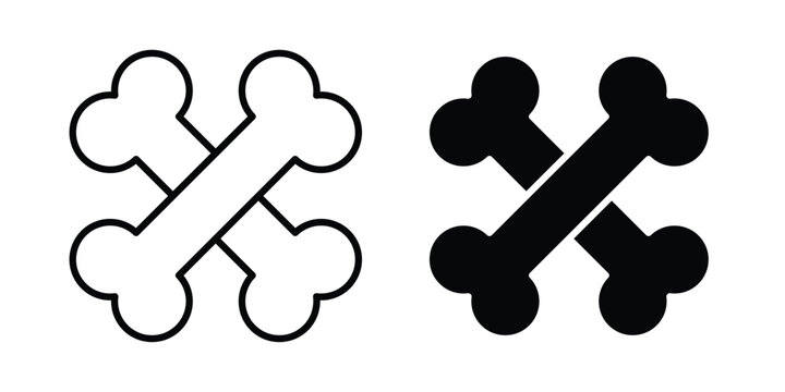 Bones icon stroke and solid black editable vectors