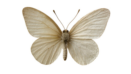 Pale yellow butterfly with delicate veined wings and fuzzy body © Emma