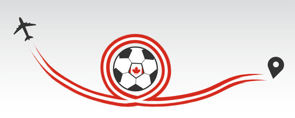 Naklejka na ściany i meble Concept of a World Football Championship 2026. Design of a stylish background for the soccer championship. Vector realistic 3d ball and flag of Canada brush strock. Element for your design. EPS 10 