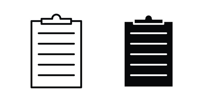 Clipboard icon stroke and solid black editable vectors