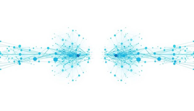 Digital data network stream connection with blue light nodes connection technology abstract internet communication infrastructure structure computing information geometric innovation