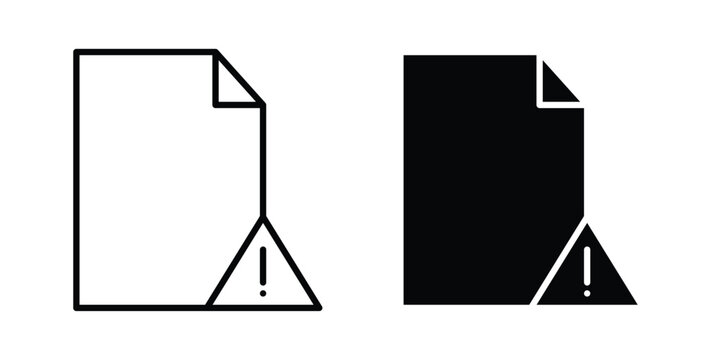 Corrupted file icon stroke and solid black editable vectors