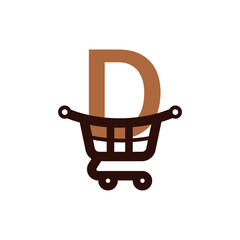 Shopping Cart Logo With Letter D — E‑commerce Icon For Retail, Brand, Web And App Use © anowar789