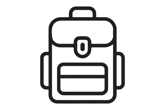 Empty school backpack icon isolated on white minimalist educational line art illustration