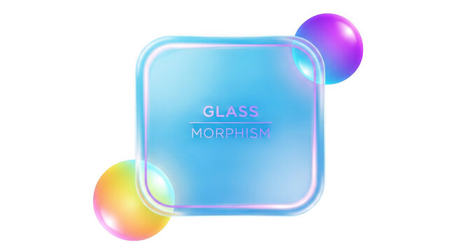 Holographic glass morphing effect with colorful spheres