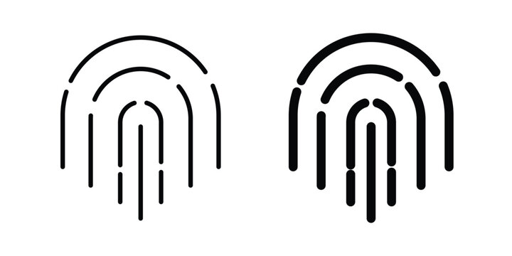 Fingerprint icon stroke and solid black editable vectors