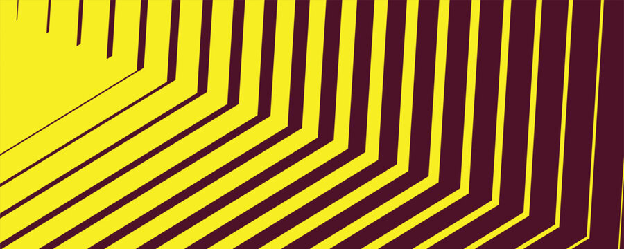 yellow and purple chevron stripe background with geometric angular lines, abstract optical illusion pattern, modern vibrant design