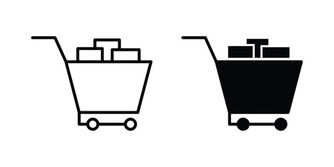 Full cart icon stroke and solid black editable vectors © Win