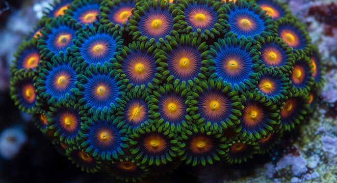Colorful coral reef formation