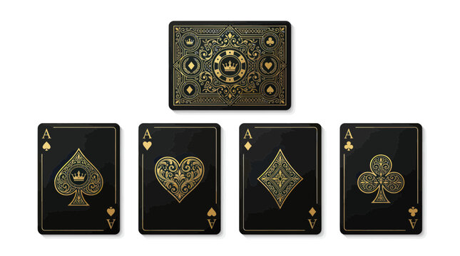 Luxury Ace Playing Cards and Deck Box - Gold and Black Design