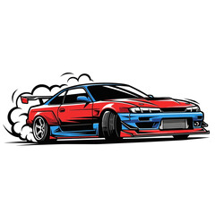 Naklejka premium Drifting Car, Smoke, Sports, Speed