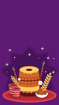 Dhol and Garba with Indian Sweets Punjabi Baisakhi Motion Video