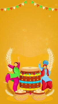 Punjabi Festival Background with Dhol and Dancers Baisakhi Motion Video