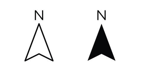 North icon stroke and solid black editable vectors © Win