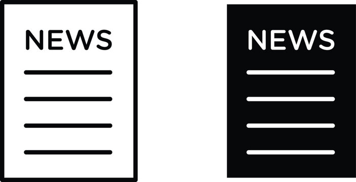 News icon stroke and solid black editable vectors