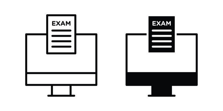 Online exam test icon stroke and solid black editable vectors