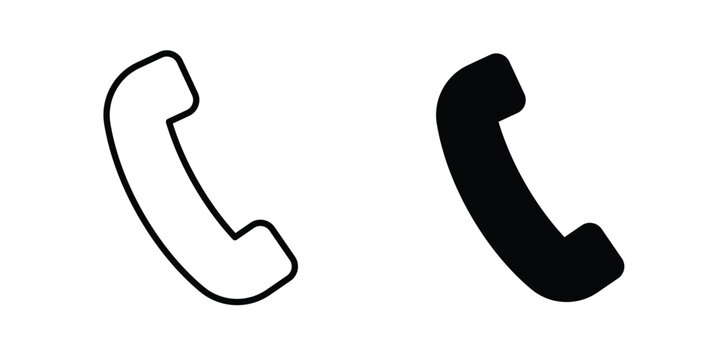 Phone call icon stroke and solid black editable vectors