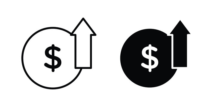 Profit growth icon stroke and solid black editable vectors