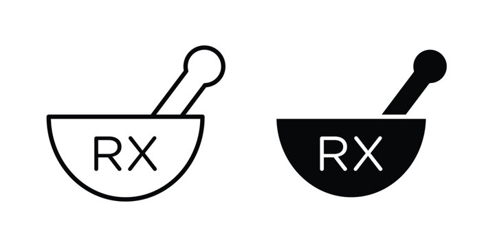 RX icon stroke and solid black editable vectors