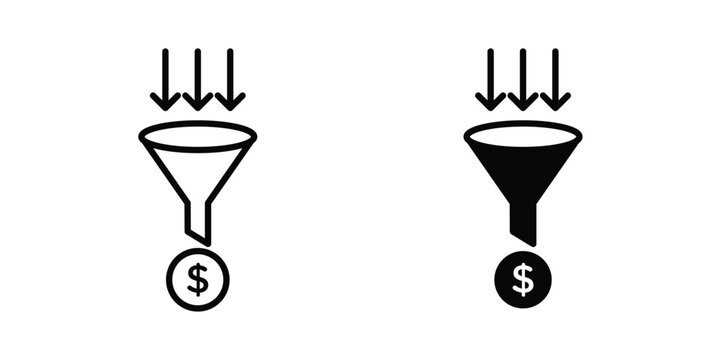 Sales funnel icon stroke and solid black editable vectors