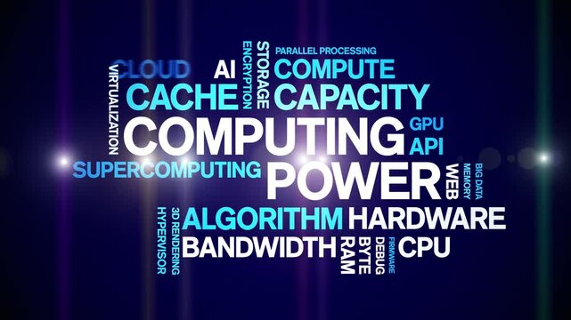 Computing Power insurance animated word cloud-text design animation tag kinetic typography seamless loop.