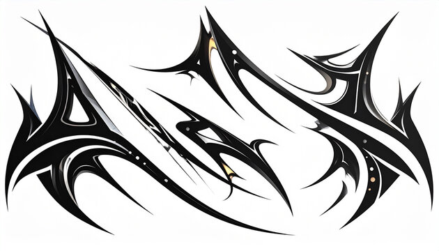 Tribal Tattoo Graphic Design Element Black White