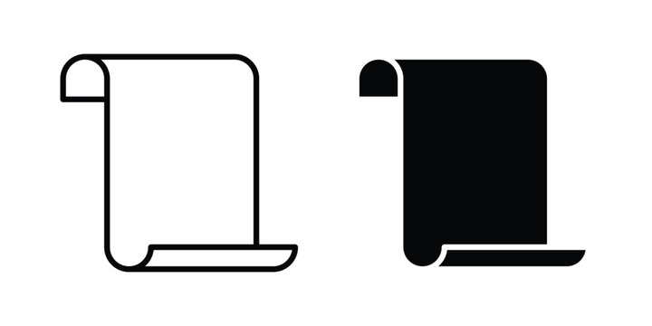 Scroll paper icon stroke and solid black editable vectors