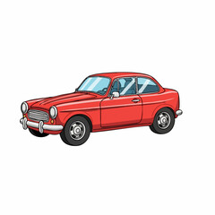 Fototapeta premium Vintage Red Car Sticker Vector Illustration