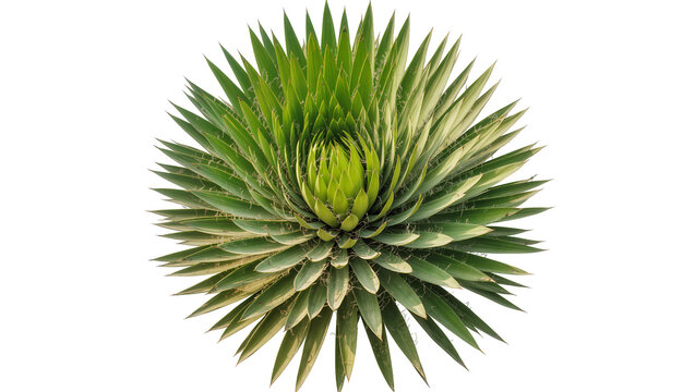 Green agave plant with sharp pointed leaves in a circular pattern