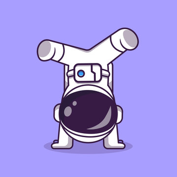 Cute Astronaut Hand Stand Cartoon