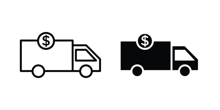 Shipping charges icon stroke and solid black editable vectors