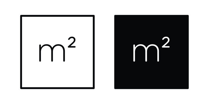Square Meter icon stroke and solid black editable vectors
