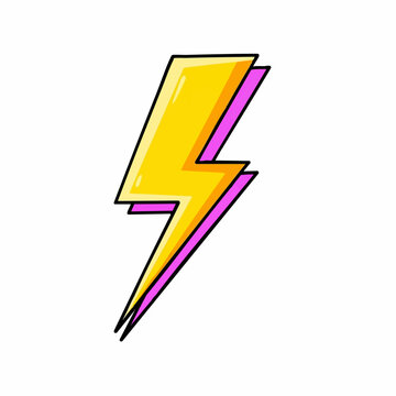 Retro 80s Style Lightning Bolt Vector Sticker