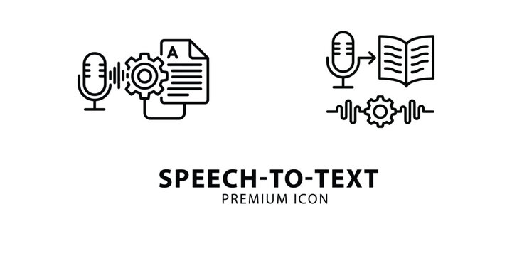 Speech to Text Premium Icon &ndash; Voice Recognition, Audio Transcription and AI Speech Processing Vector