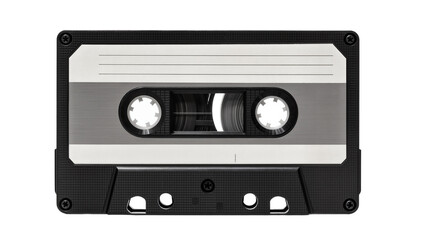 Black cassette tape with silver and white label © Laura