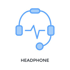 Fototapeta premium Headphone Icon Lineal Blue Style. Vector Illustration For Graphic Design