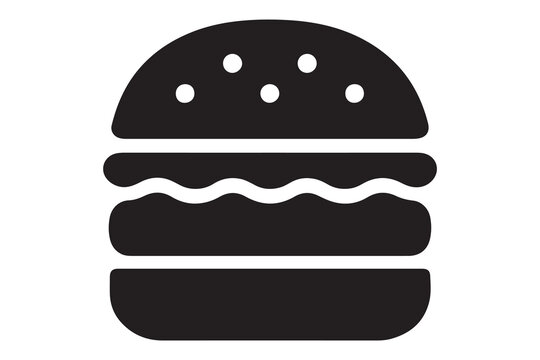 Minimalist black hamburger icon with three buns and wavy filling isolated on white