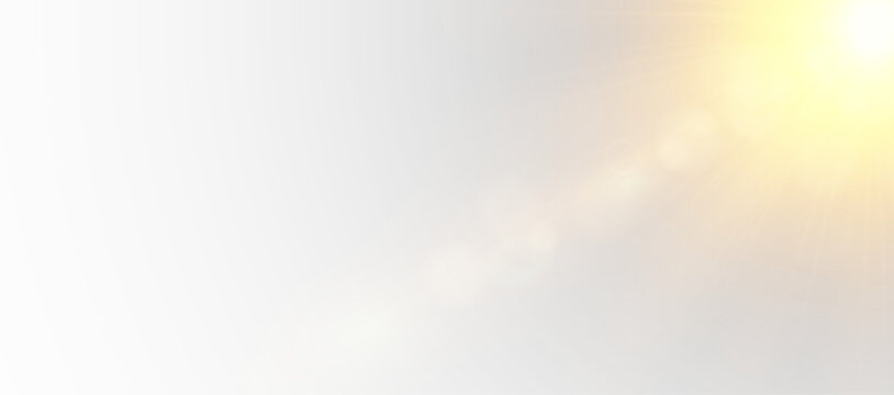 Diagonal anamorphic lens flare chain leaking from top right corner on clean white background