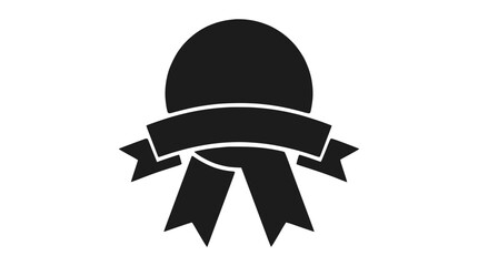 Fototapeta premium Award ribbon medal icon isolated on black background.