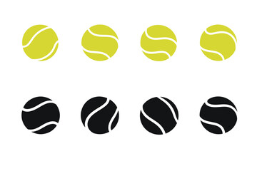 Fototapeta premium Unique Tennis Ball Silhouette Icons Set