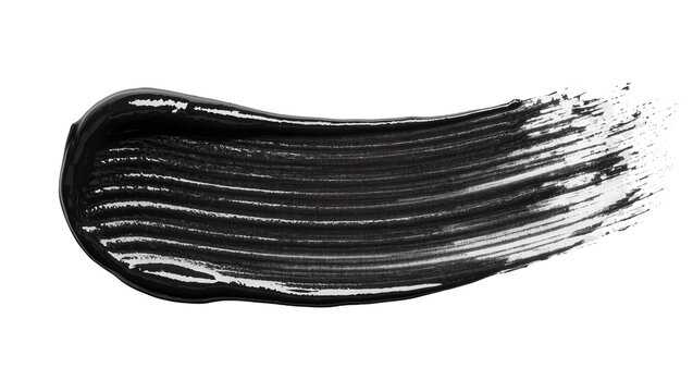 Black mascara brush stroke with texture and shine