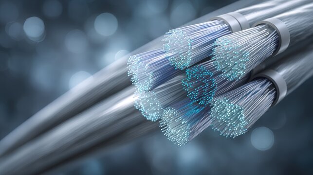 Fiber optic cables with transparent background