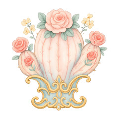 Obraz premium PNG Elegant floral cactus illustration