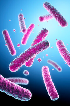 Medical illustration of Legionella bacteria pneumophila floating on a blue background - 3d illustration