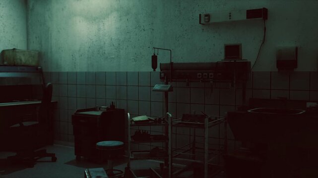 Sidelined storeroom with stacked boxes and metal shelves under dim lighting, dusty crates and taped labels inventory manager scenario shows pallets, barcode