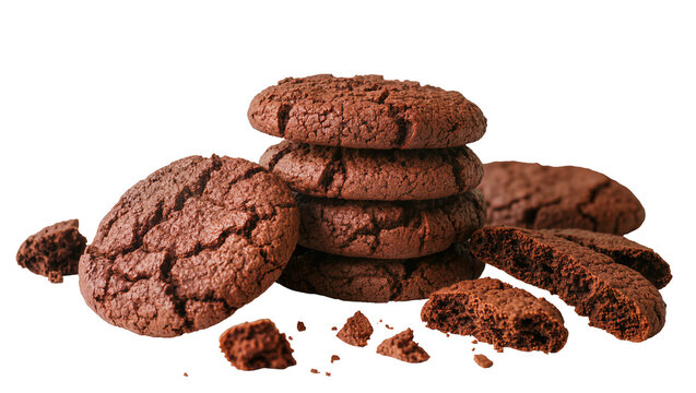Stack of Chocolate Cookies with Crumbs