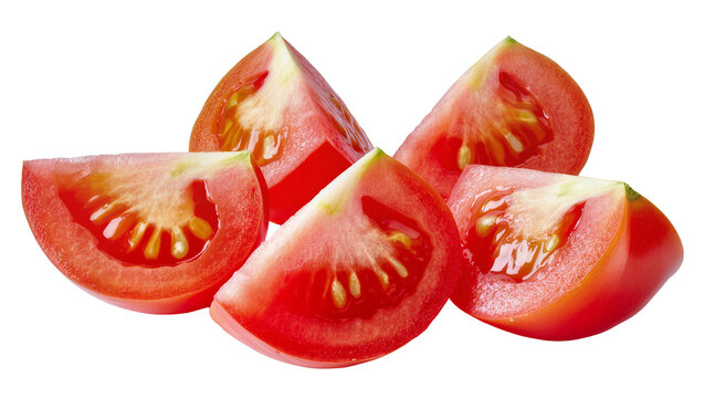 Fresh tomato wedges with seeds and pulp