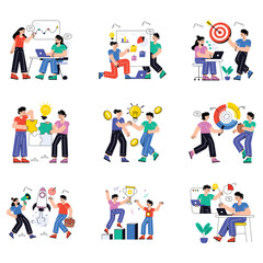 Fototapeta premium Teamwork vector illustration set 03
