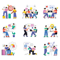 Fototapeta premium Teamwork vector illustration set 02